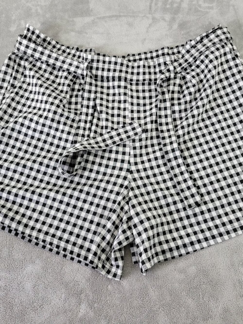 Cato Est 1946 Women's‎ Gingham Shorts 26W 28W Black White Check Belted PLA5E